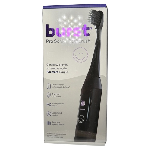 Burst Pro Sonic Toothbrush - Black | Rechargeables, 5 Modes, LED Display - Picture 1 of 4